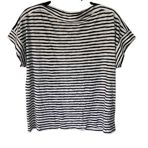 Lauren Ralph Lauren Striped Boat Neck Dolman Sleeve Top Black White Size M